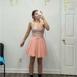 pink/coral rhinestone dress